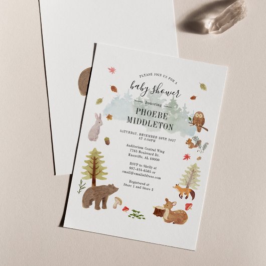 Budget Baby shower Woodland Dierenuitnodiging