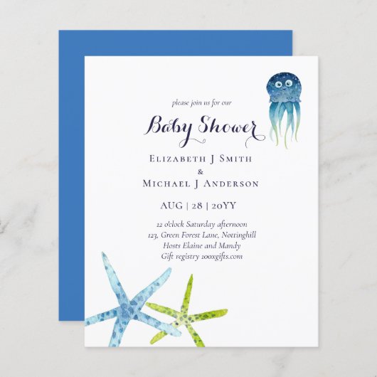 BUDGET Baby shower Zee Life Octopus Starfish (Voorkant / Achterkant)