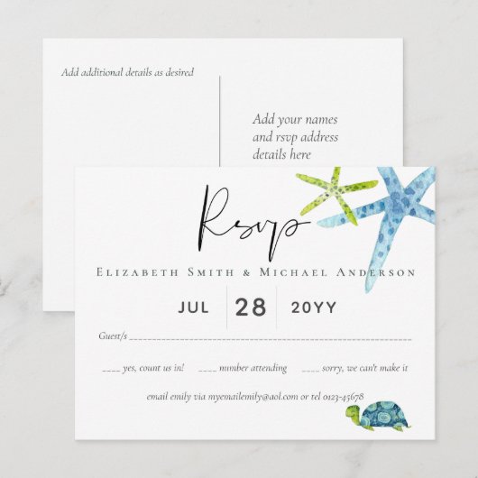 BUDGET Baby shower Zee Life Octopus Starfish Briefkaart (Voorkant / Achterkant)