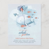 BUDGET Baby shower Zee Life Whale Boys Blue Invite (Voorkant)