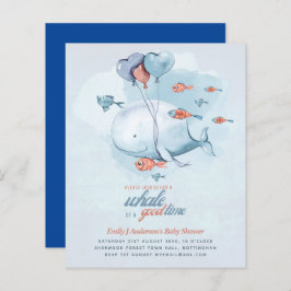 BUDGET Baby shower Zee Life Whale Boys Blue Invite