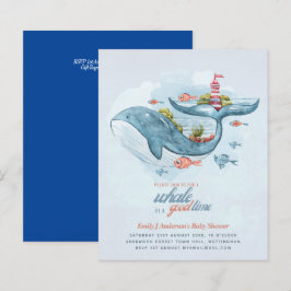 BUDGET Baby shower Zee Life Whale Boys Blue Invite