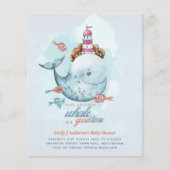 BUDGET Baby shower Zee Life Whale Boys Blue Invite (Voorkant)