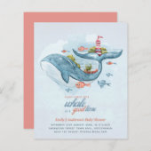 BUDGET Baby shower Zee Life Whale Boys Blue Invite (Voorkant / Achterkant)