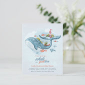 BUDGET Baby shower Zee Life Whale Boys Blue Invite (Staand voorkant)