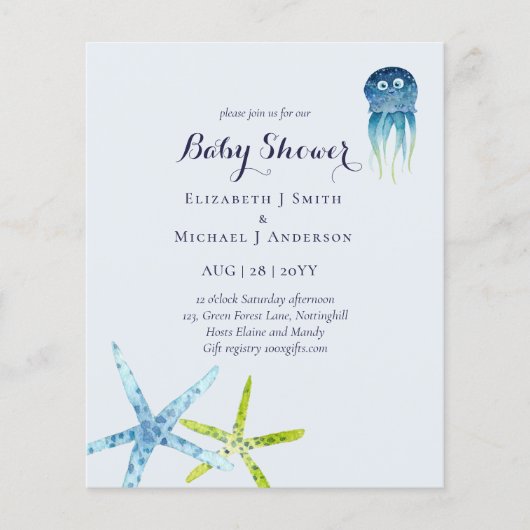 BUDGET Baby Shower Zeeleven Octopus Zeester (Voorkant)