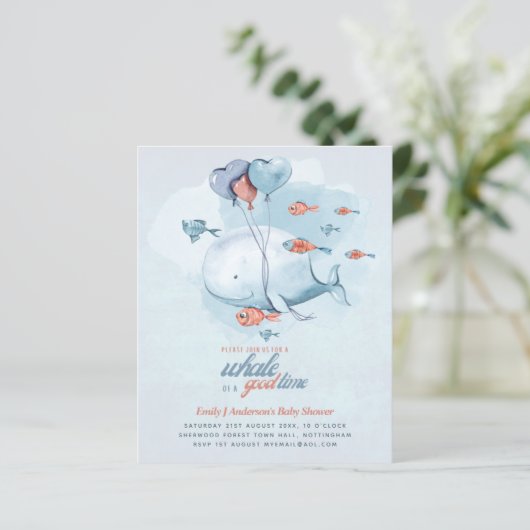 BUDGET Baby Shower Zeeleven Walvis Jongens Blauwe  (Staand voorkant)