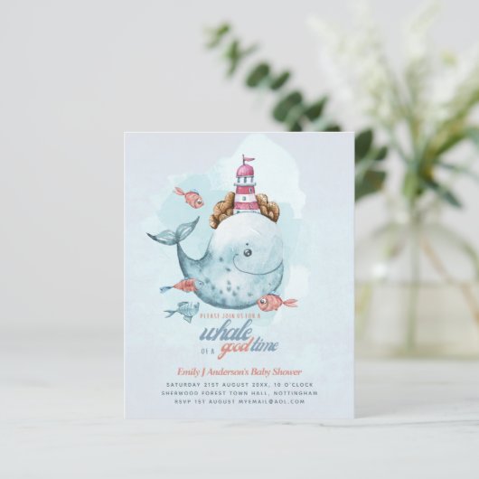BUDGET Baby Shower Zeeleven Walvis Jongens Blauwe  (Staand voorkant)