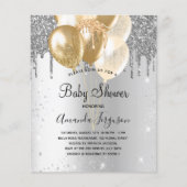 Budget Baby shower zilveren ballonnen glitter (Voorkant)