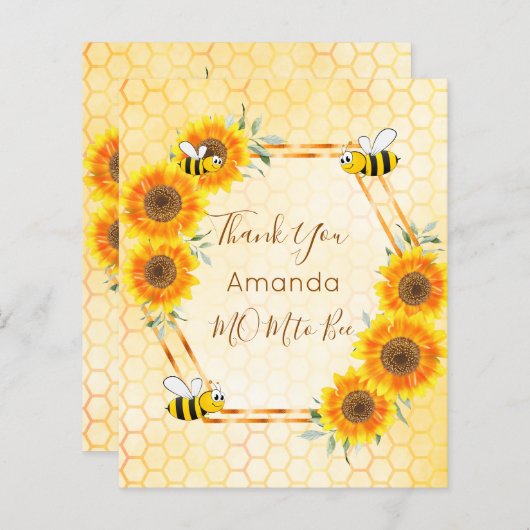 BUDGET Baby shower zonnebloemen bedankt (Voorkant / Achterkant)