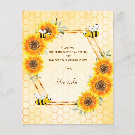 BUDGET Baby shower zonnebloemen bedankt (Achterkant)