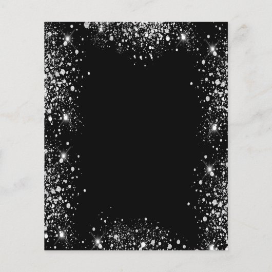 Budget Baby shower zwarte zilveruitnodiging (Achterkant)