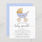 Budget Baby Sprinkle Blue Carriage Invite (Voorkant / Achterkant)