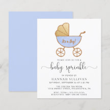 Budget Baby Sprinkle Blue Carriage Invite