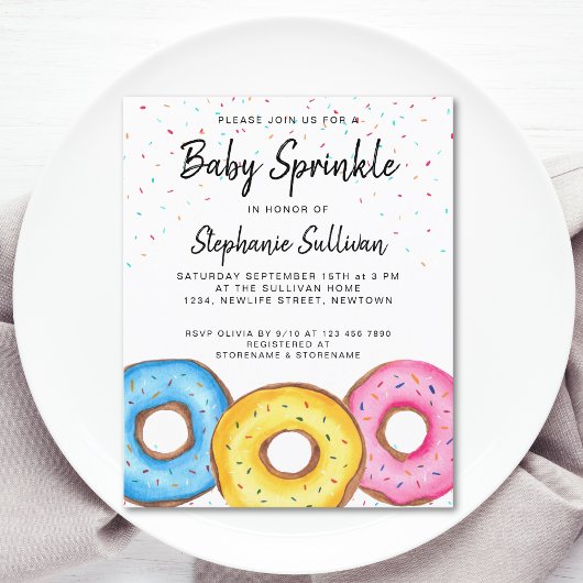 Budget Baby Sprinkle Donuts Baby shower Uitnodigin