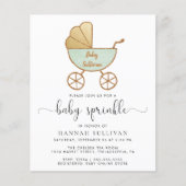 Budget Baby Sprinkle Mint Carriage Invite (Voorkant)