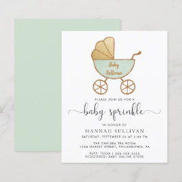 Budget Baby Sprinkle Mint Carriage Invite
