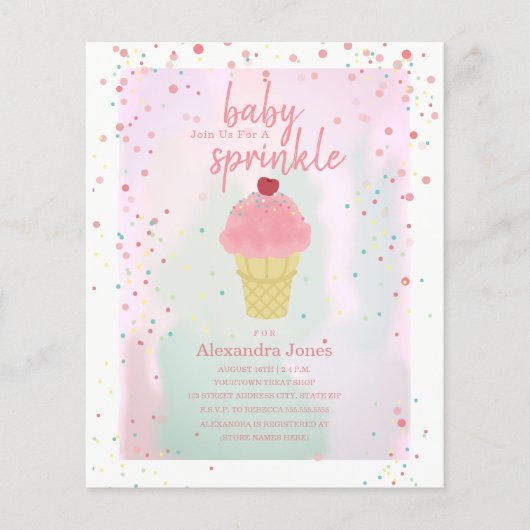 Budget Baby Sprinkle Pink Ice Cream Baby shower (Voorkant)