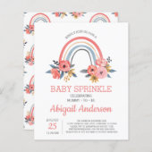 Budget Baby Sprinkle Rainbow Floral Uitnodiging (Voorkant / Achterkant)