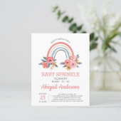 Budget Baby Sprinkle Rainbow Floral Uitnodiging (Staand voorkant)