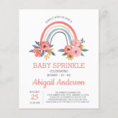 Budget Baby Sprinkle Rainbow Floral Uitnodiging (Voorkant)