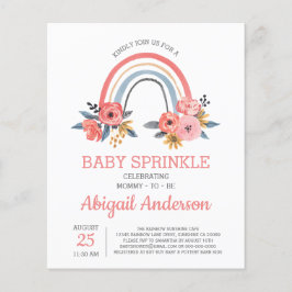Budget Baby Sprinkle Rainbow Floral Uitnodiging