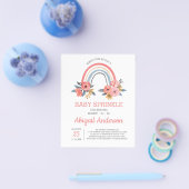 Budget Baby Sprinkle Rainbow Floral Uitnodiging Flyer (Enkel)