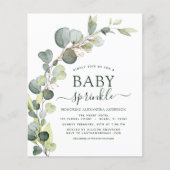 Budget Baby Sprinkle Shower Eucalyptus Uitnodiging (Voorkant)