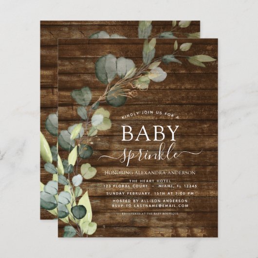Budget Baby Sprinkle Shower Greenery (Voorkant / Achterkant)