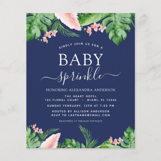 Budget Baby Sprinkle Shower Tropical Navy Blue (Voorkant)