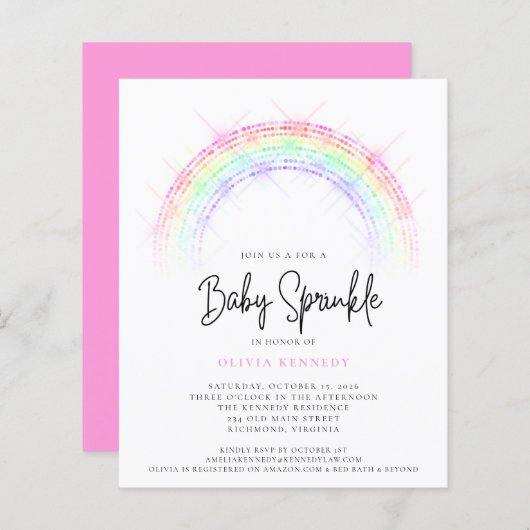 Budget Baby Sprinkle Sparking Rainbow-Baby shower (Voorkant / Achterkant)