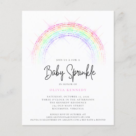 Budget Baby Sprinkle Sparking Rainbow-Baby shower (Voorkant)