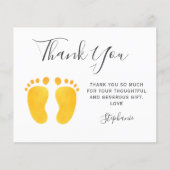 Budget Baby Voetjes Geel Baby Shower Bedankkaart (Voorkant)
