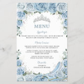 Budget Babyblauw Bloemig Sweet 16 Quinceañera Menu (Voorkant)