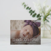 Budget babynamen 3 foto geboorteaankondiging (Staand voorkant)