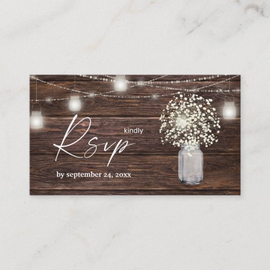 Budget Baby's adem, Hout, Licht 2SM Meal RSVP Informatiekaartje (Voorkant)