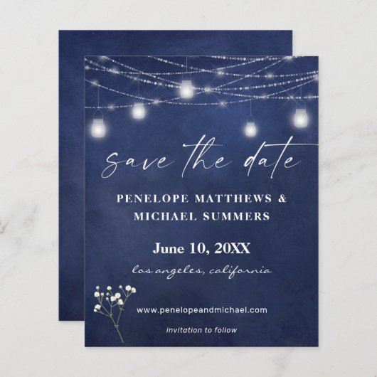 Budget Baby's Breath B Chalkboard Save Date (Voorkant / Achterkant)