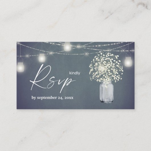 Budget Baby's Breath, BG Chalkboard 2SM Meal RSVP Informatiekaartje (Voorkant)