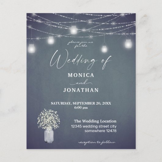 Budget Baby's Breath, BG Chalkboard, String Lights (Voorkant)