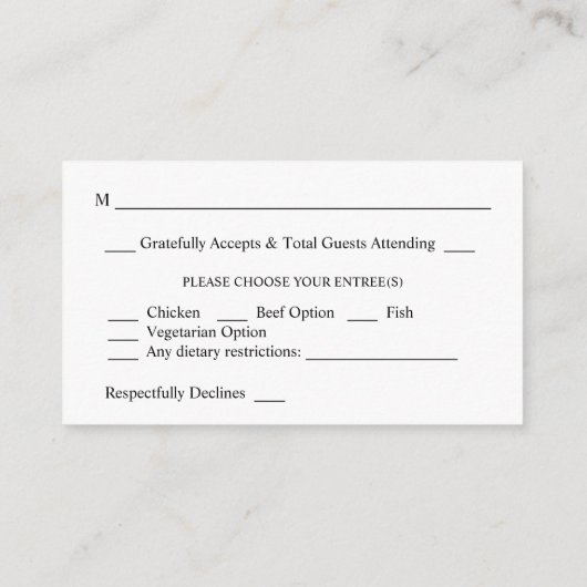 Budget Baby's Breath, Blu Chalkboard 2SM Meal RSVP Informatiekaartje (Achterkant)
