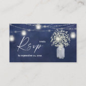 Budget Baby's Breath, Blu Chalkboard 2SM Meal RSVP Informatiekaartje (Voorkant)