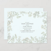 Budget Baby's Breath Blue Baby shower Invitation (Voorkant / Achterkant)