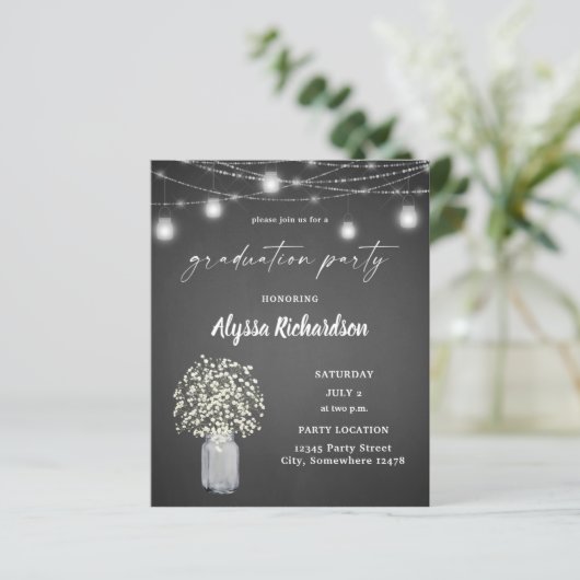 Budget Baby's Breath & Chalkboard Afsluitfeestje (Staand voorkant)