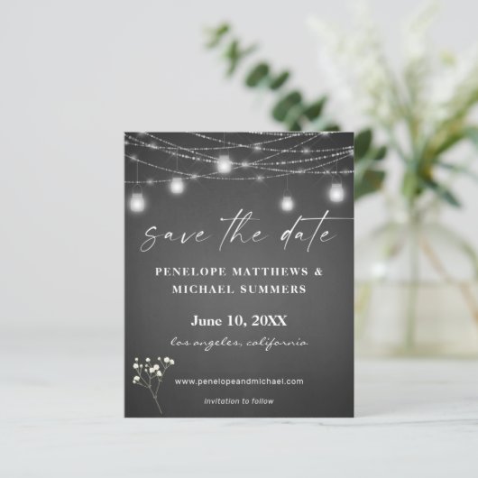Budget Baby's Breath G Chalkboard Save Date (Staand voorkant)