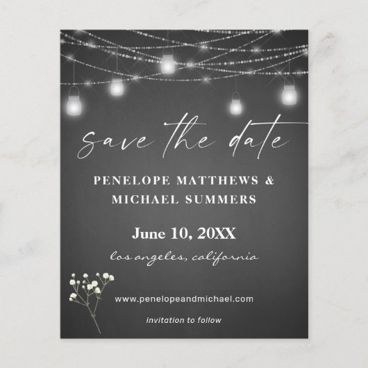 Budget Baby's Breath G Chalkboard Save Date (Voorkant)