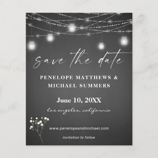 Budget Baby's Breath G Chalkboard Save Date Flyer (Voorkant)