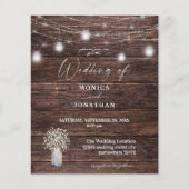 Budget Baby's Breath, Hout & Lichtsnoeren Bruiloft Flyer (Voorkant)