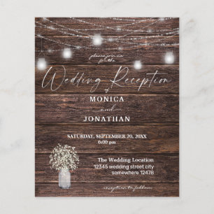 Budget Baby's Breath Houten Lichtjes Trouwreceptie Flyer