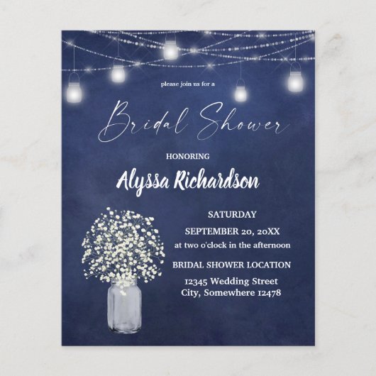 Budget Baby's Breath Krijt B Verlichte Bruidsdouch Flyer (Voorkant)