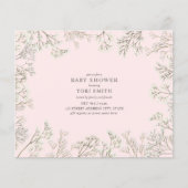 Budget Baby's Breath Pink Baby shower Uitnodiging (Voorkant)
